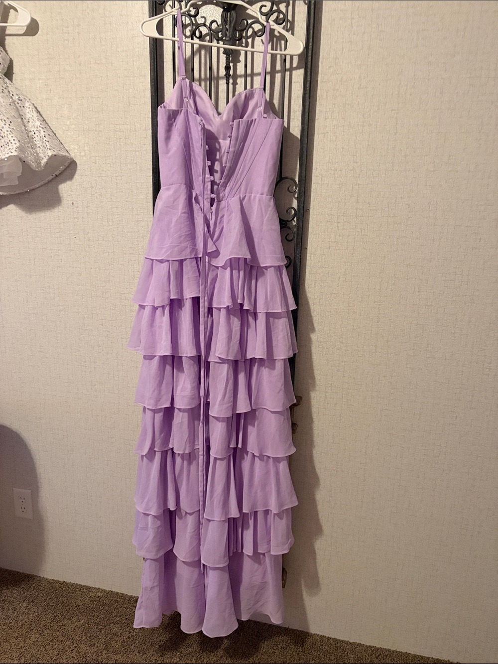 Lilac Layered Ruffle Spaghetti Strap Prom Dress - Picture 2 of 2
